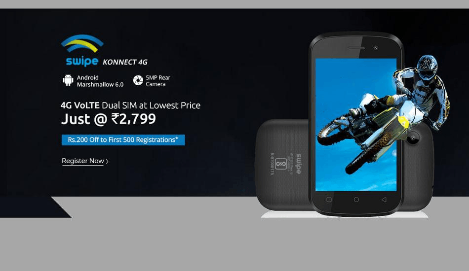 Cheapest 4G Smartphone Swipe Konnect 4G Launched In India